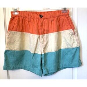 Chubbies Shorts Mens M Color Block Orange Yellow Aqua Blue Chino Casual Preppy